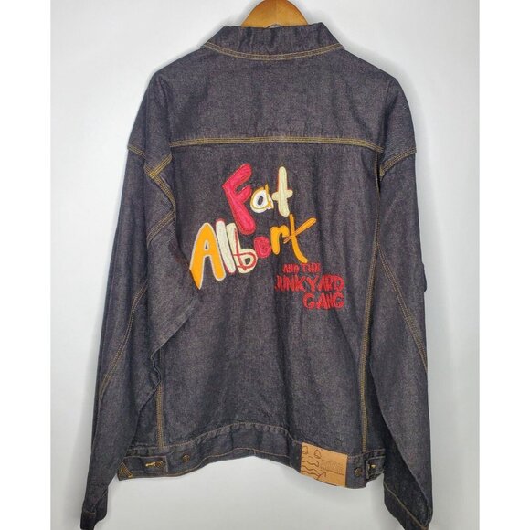 Platinum Fubu Mens Fat Albert Junkyard Gang Black Denim Jean Jacket Size 3X - Picture 2 of 11